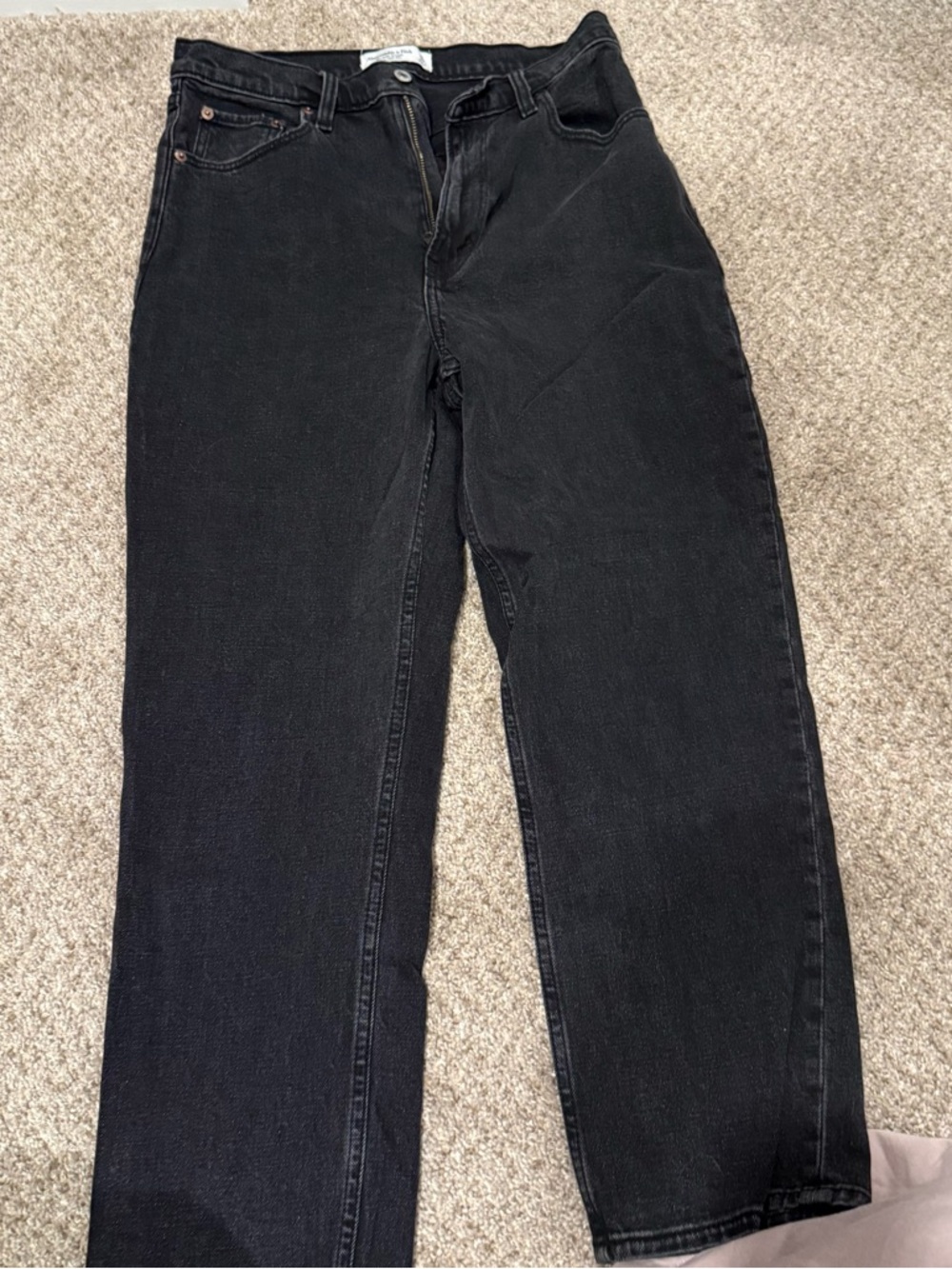 Abercrombie Curve Love Ankle Ultra High Rise Black Straight-Leg Jeans